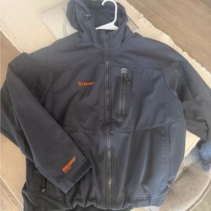 Simms Black Fishing Jacket with Orange Loop